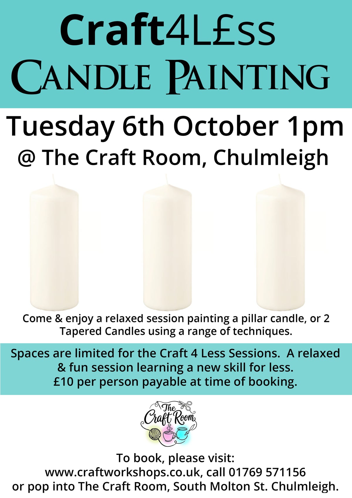 Craft4L£ss - Candle Painting | Tuesday 6th October 1pm