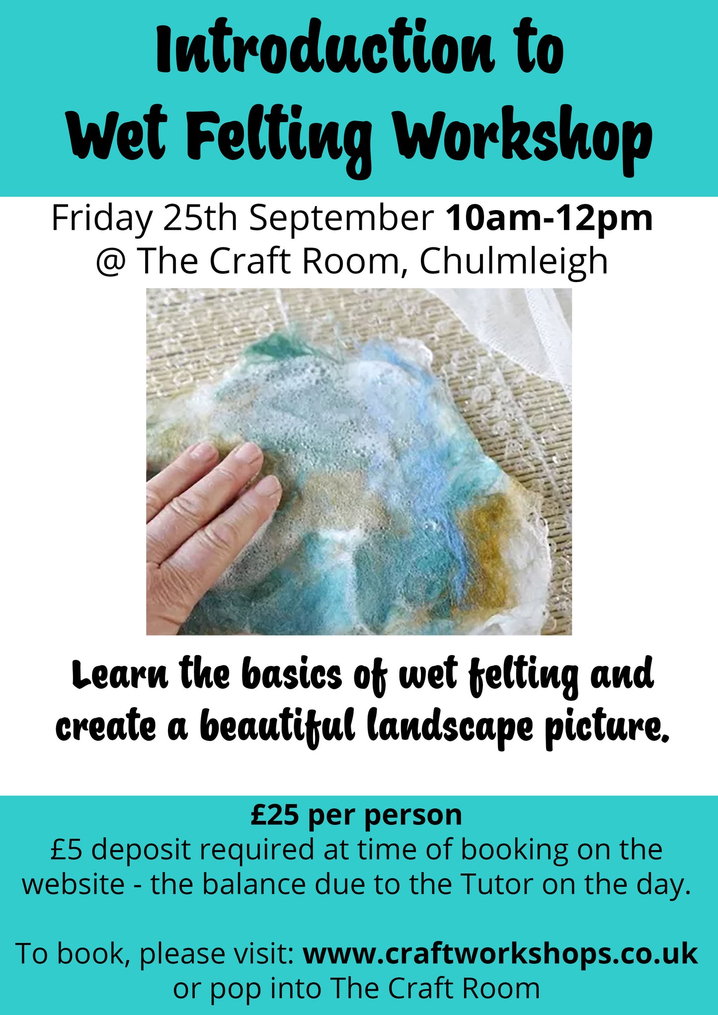 Intro to Wet Felting Workshop | Friday 25th September 1-3pm